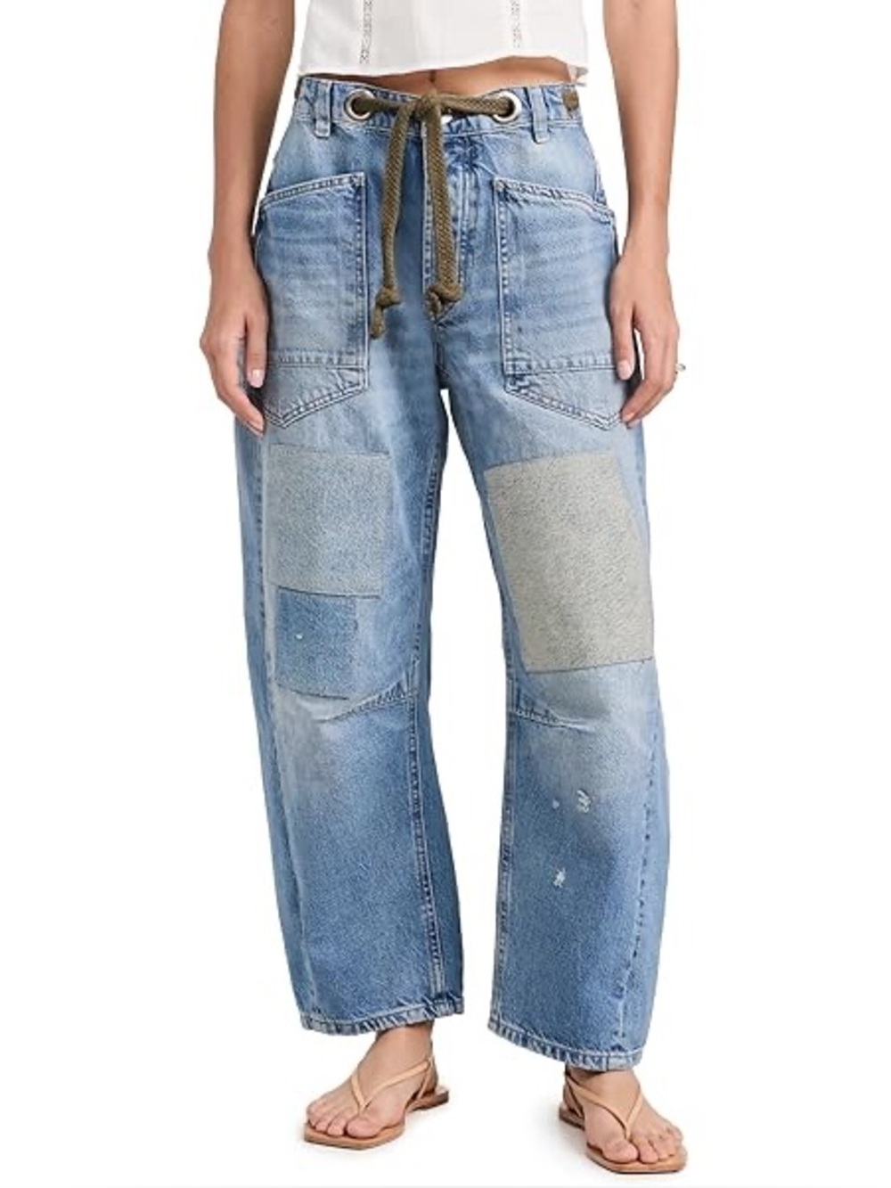 Free People We The Free Moxie Mid Rise Barrel Jeans - Truest Blue - Size 29